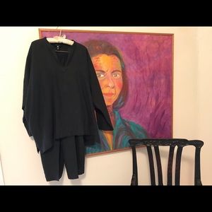 ESKANDAR Linen blouse and pants set, black